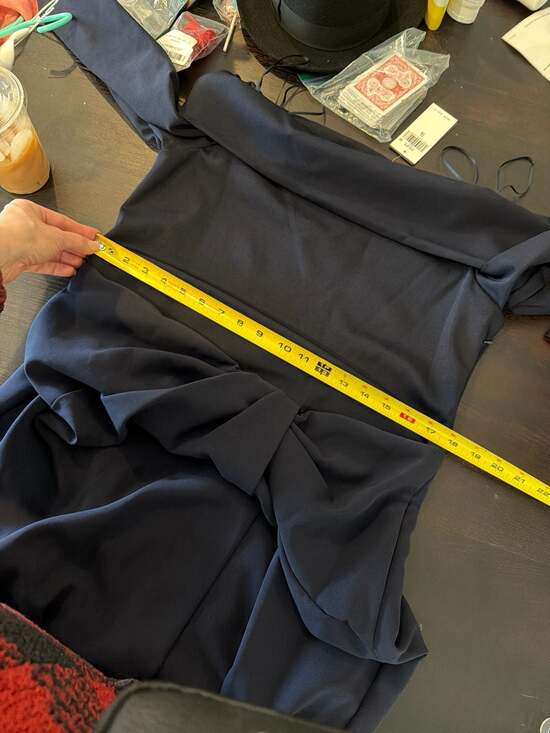 Lauren Ralph Lauren Rib-Knit & Crepe Off-the-Shoulder Column Gown Sz 16 stretch - Picture 10 of 10